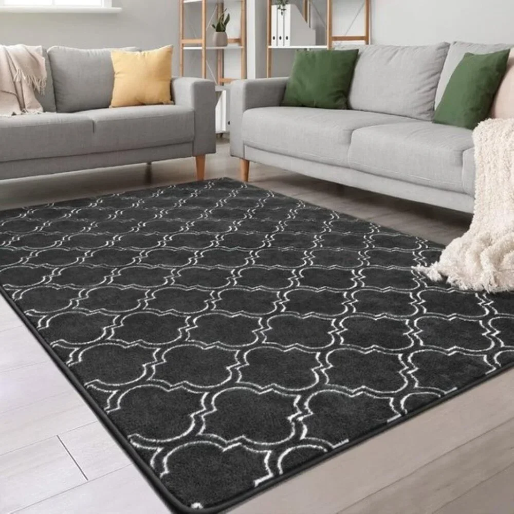 New 4x6 Shag Geometric Area Rug, Memory Foam, Fluffy Carpet for Home, Room Decor